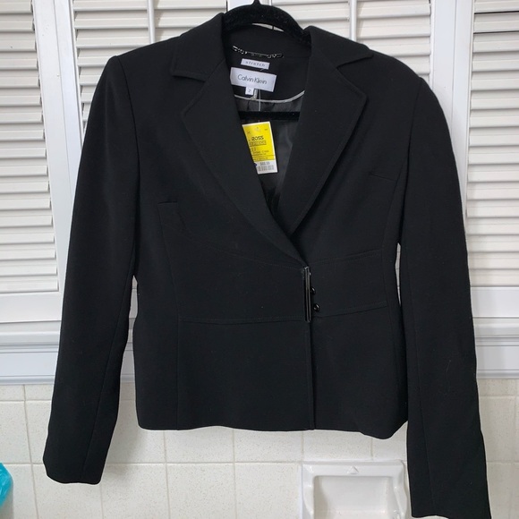 Calvin Klein Stretch Black Silver Blazer - Picture 1 of 6